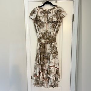 Strapless belted dress midi length